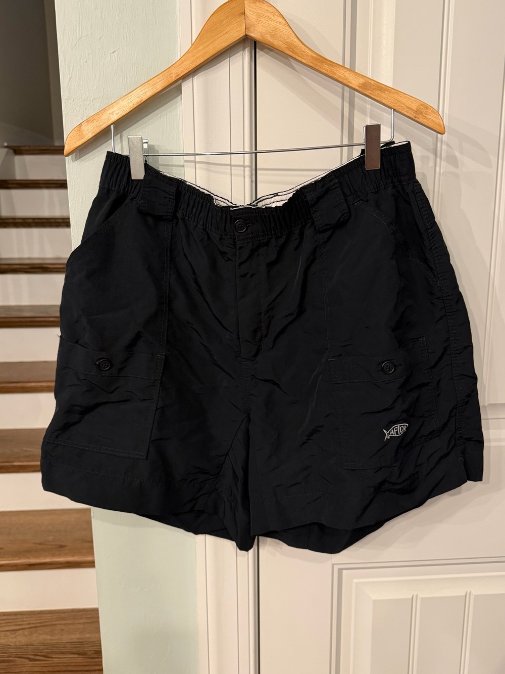 Aftco Men's Black Cargo Fishing Shorts with Utility Pockets Size 36